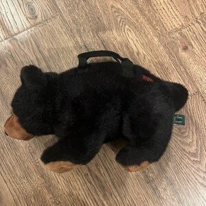 Fancy Zoo Plush Stuffed Animal Purse Black Bear Handbag Zipper Closure Kids 12"